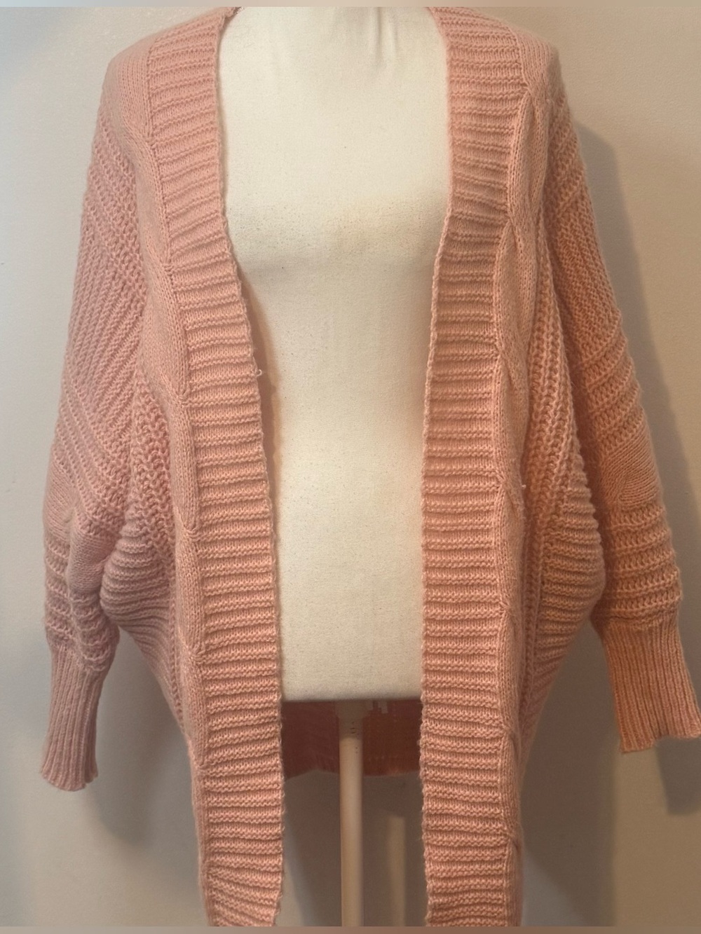 Simply Southern Pink Cable Knit Open Front Cardigan Oversized Sweater Size XXL